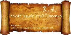 Kerékgyártó Aranka névjegykártya