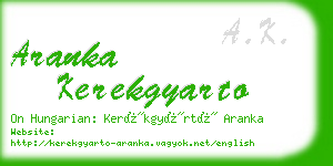 aranka kerekgyarto business card